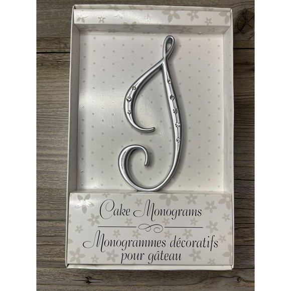 Wedding Large I Silver Finish Monogram Initial Rhinestones Cake Topper - Picture 5 of 5